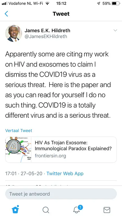 James Hildreth on the Corona Virus: COVID19 is a totally different virus and I do no such thing.