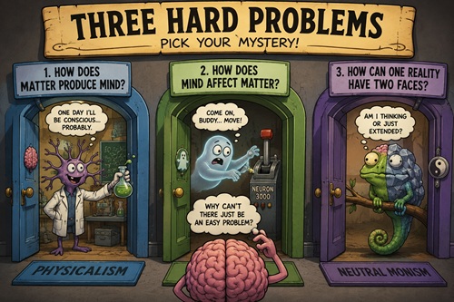 Three Hard Problems, Why Every Major Theory of Mind Faces Its Own Mystery