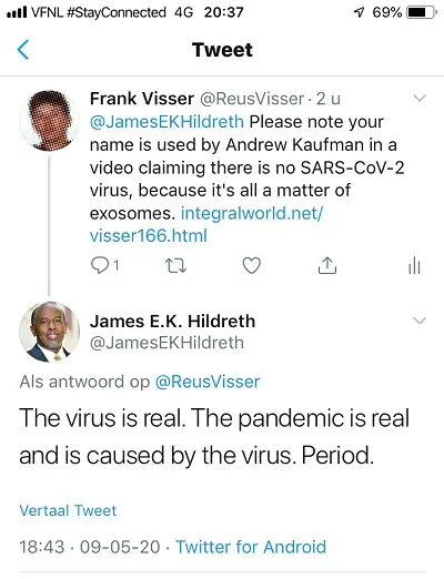 James Hildreth on the Corona Virus: The virus is real. The pandemic is real and is caused by the virus. Period.